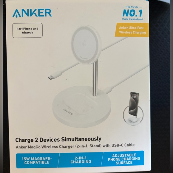 Anker Other - Anker MagGo 2-in-1 Charger Stand — Charges iPhone and AirPods